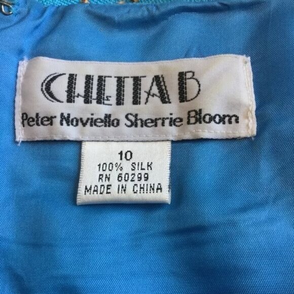 Vintage Chetta B Beaded Silk Party Dress Size 10 Embellished - Picture 7 of 8